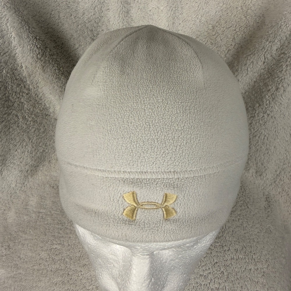 Under Armour Womens Beanie Skull Cap Beige with Gold‎ Logo